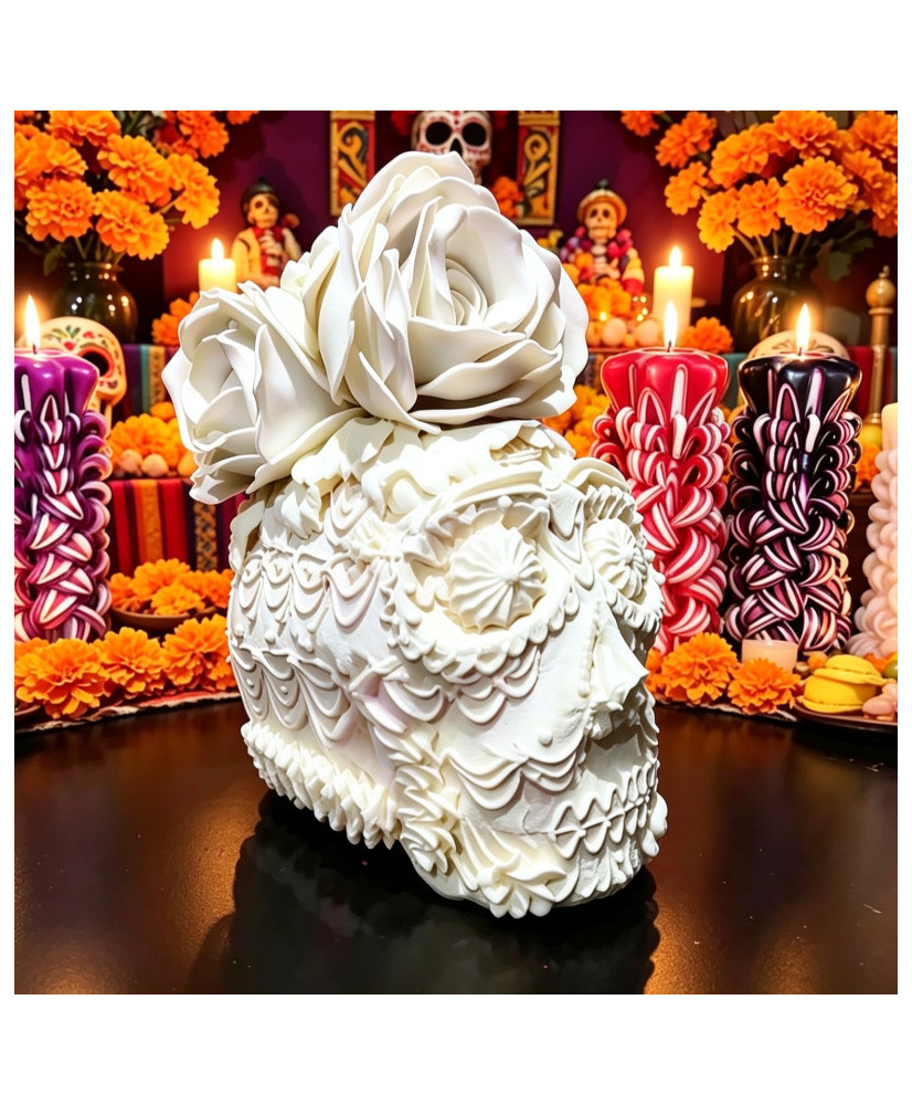 Calaverita día de muertos con rosas
