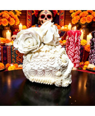 Calaverita día de muertos con rosas