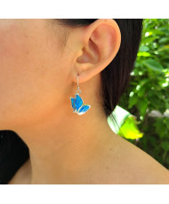 Aretes Mariposa Perfil Plata con Opalo Azul