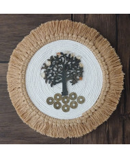 Decoración de pared artesanal del Árbol de la vida, Citrino y Monedas. Adorno colgante holístico, decoración para hogar.