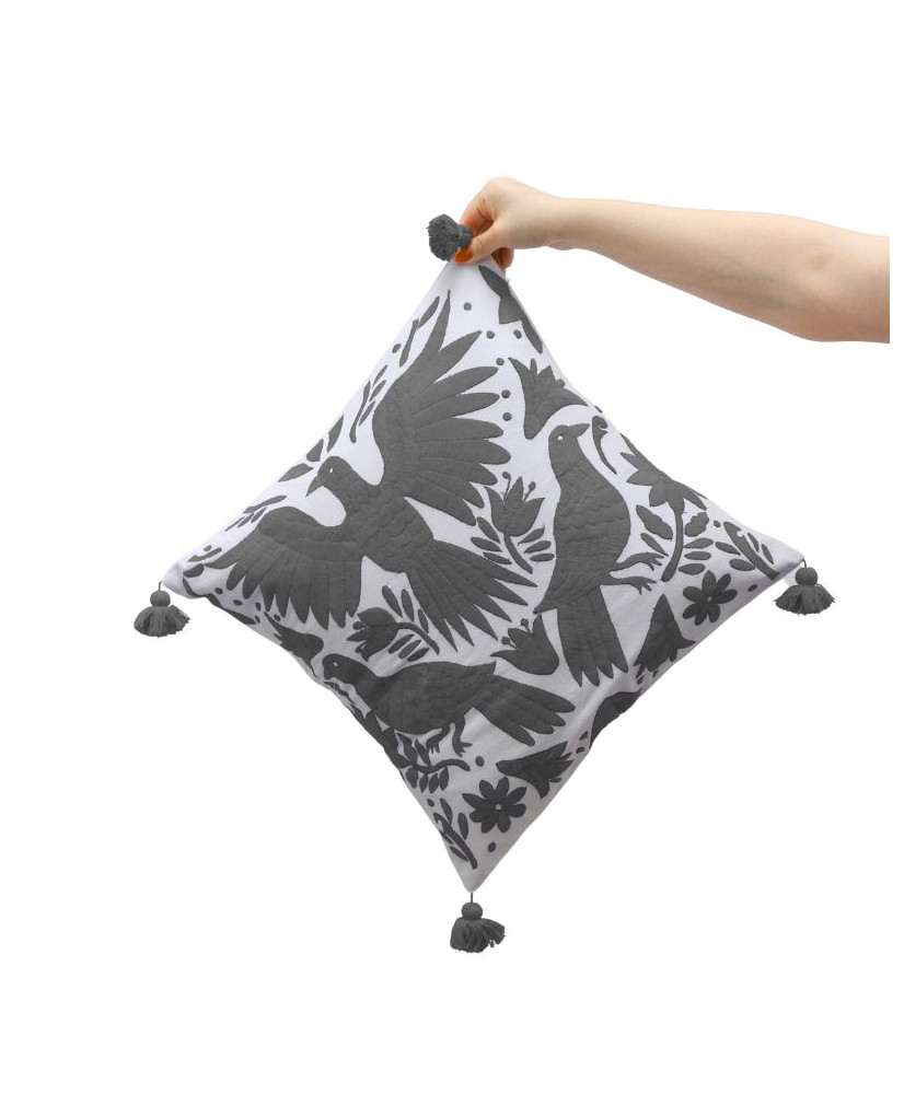 Cojín Otomí Palomas (Tonos Neutros)