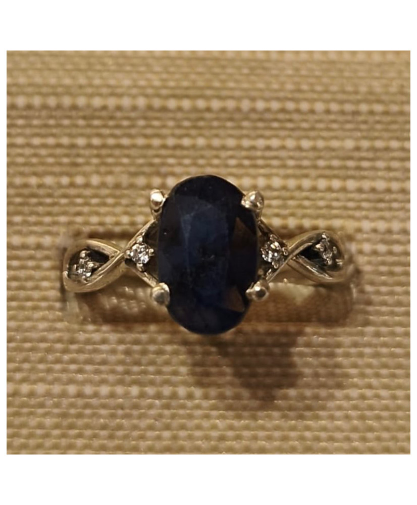Anillo de Plata con Zafiro Natural