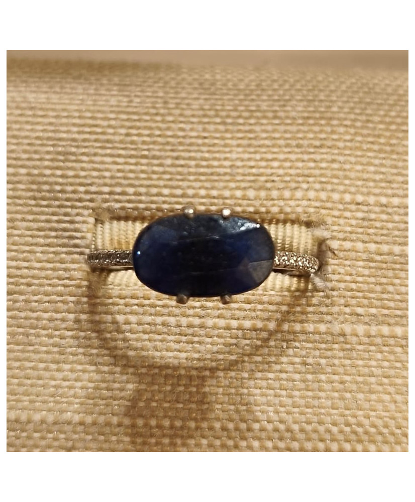 Anillo de Plata con Zafiro Natural