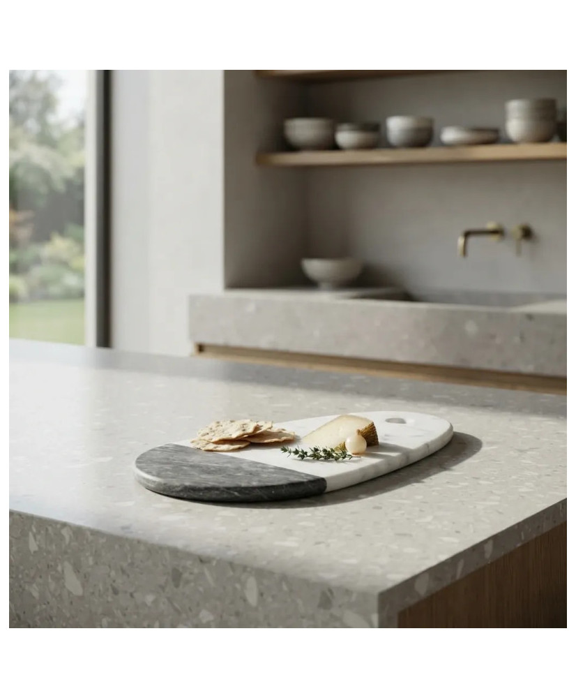Tabla de Quesos de Mármol Negro y Gris 45x25 cm | Casa Stone