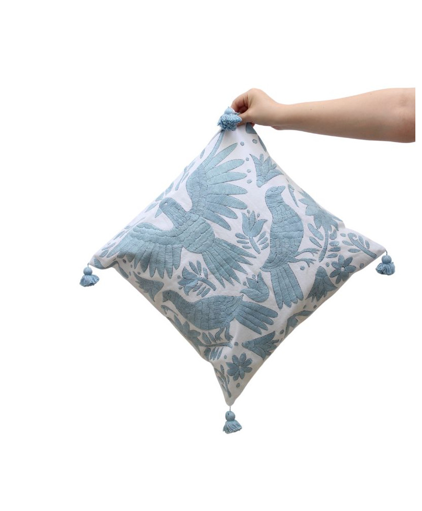 Cojín Otomí palomas (tonos frios)