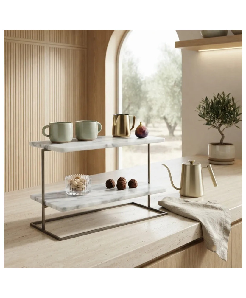 Servidor de 2 Niveles de Mármol para Cocina y Recámara | Casa Stone