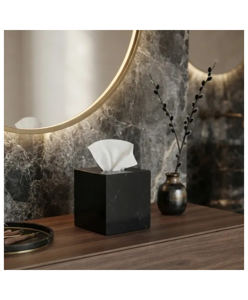 Kleenera de Mármol Negro y Blanco 15x15x15 cm | Casa Stone