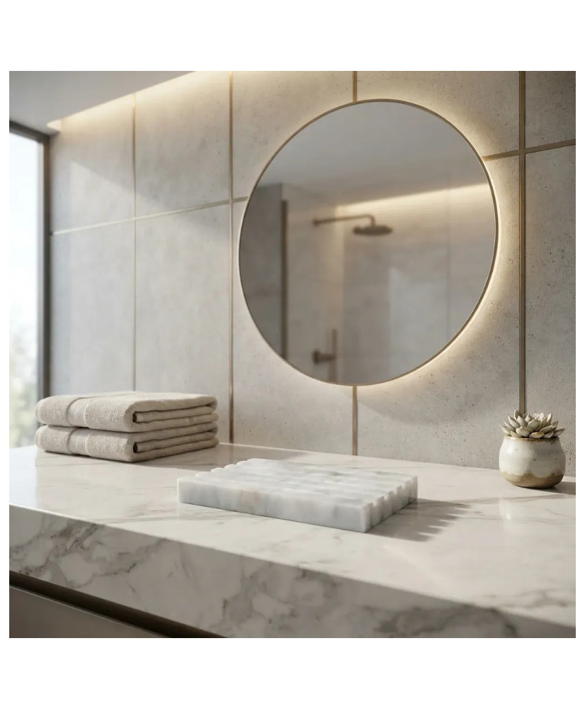 Jabonera de Mármol Blanco y Negro con Canales | Casa Stone