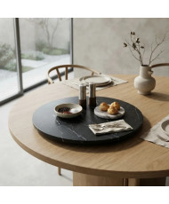 Lazy Susan de Mármol Negro | Bandeja Giratoria de Piedra Natural | Casa Stone