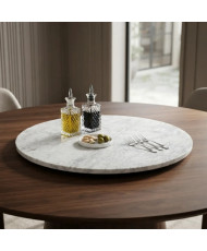 Lazy Susan de Mármol Blanco | Bandeja Giratoria de Piedra Natural | Casa Stone