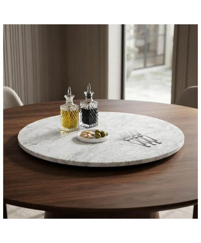 Lazy Susan de Mármol Blanco | Bandeja Giratoria de Piedra Natural | Casa Stone