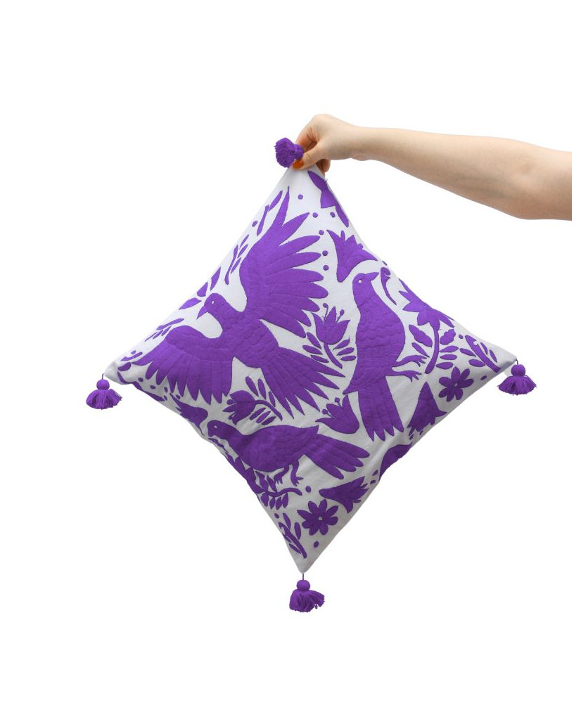 Cojín Otomí palomas (tonos frios)