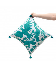 Cojín Otomí palomas (tonos frios)