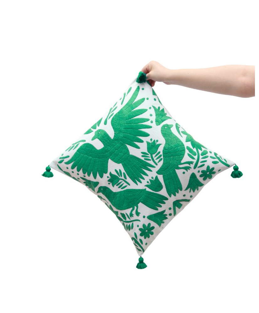 Cojín Otomí palomas (tonos frios)