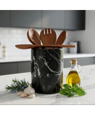 Porta Cucharas de Mármol Negro y Blanco 12x15 cm | Casa Stone