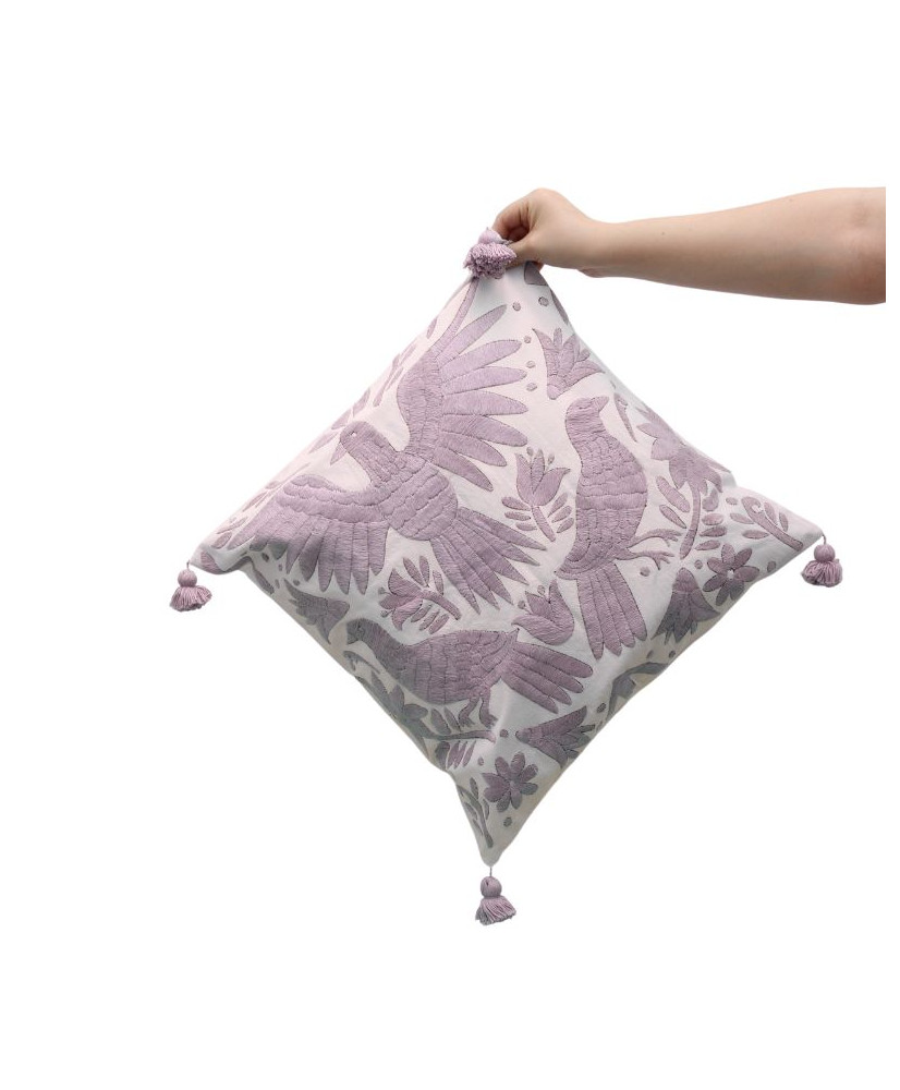 Cojín Otomí palomas (tonos frios)