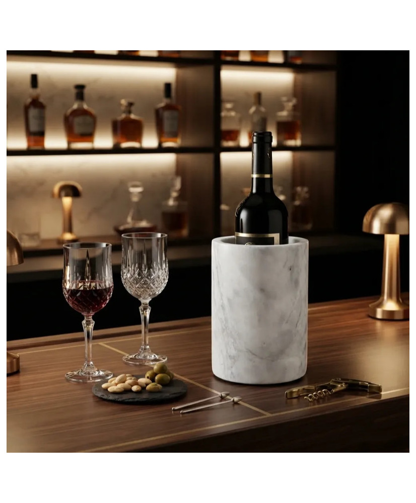 Enfriador de Botellas de Mármol Negro y Blanco 12x15 cm | Casa Stone