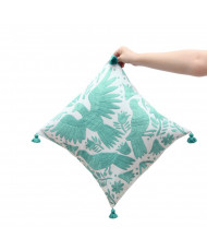 Cojín Otomí palomas (tonos frios)