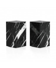 Set de Mesas Pedestal de Mármol 40x40x50 cm | Negro o Negro | Casa Stone