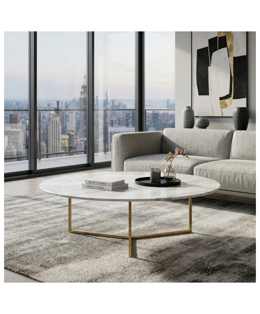 Mesa de Centro Atlas Redonda 60 cm con Base Y | Casa Stone