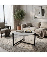 Mesa de Centro Redonda Isabel de Mármol Blanco 55 cm | Casa Stone