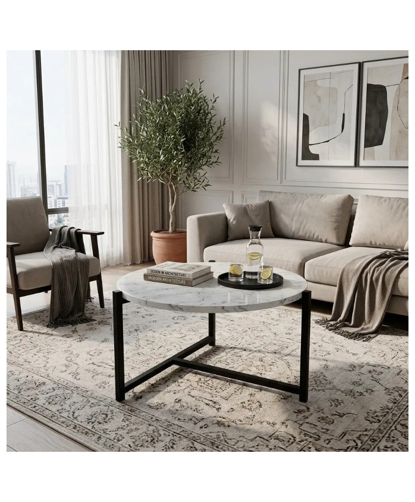 Mesa de Centro Isabel de Mármol Blanco 55 cm | Casa Stone