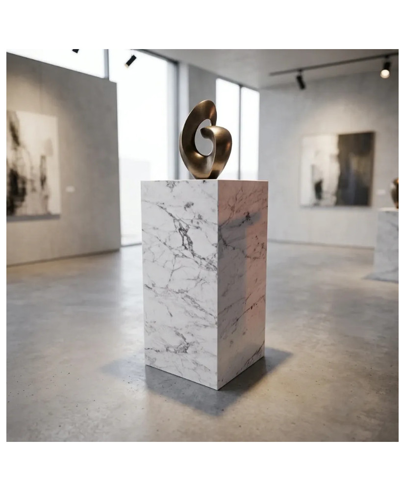 Pedestal de Mármol Negro 40x40x70 cm | Base Decorativa
