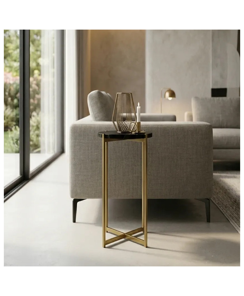 Mesa Lateral para Café de Mármol Negro 30x60 cm | Casa Stone