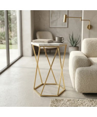 Mesa Auxiliar Hexagonal de Mármol Blanco 45 × 60 cm | Casa Stone