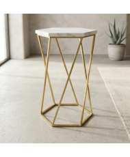 Mesa Auxiliar Hexagonal de Mármol Blanco 45x60 cm | Casa Stone