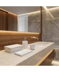 Set de Baño Grande de Mármol Negro y Blanco 4 Piezas | Casa Stone