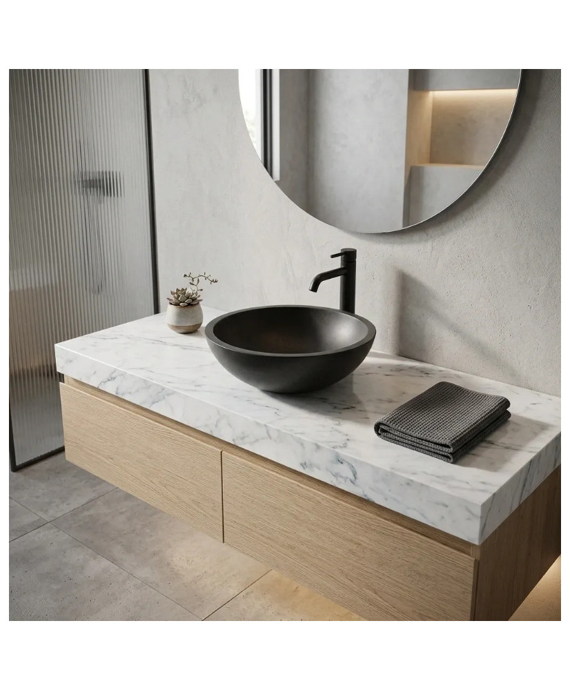 Ovalín Redondo de Mármol Blanco o Negro 40 cm | Casa Stone