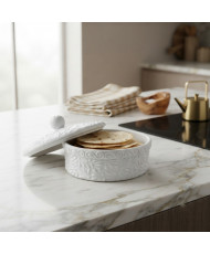 Tortillero de Talavera Terracota y Blanco | Artesanía Mexicana