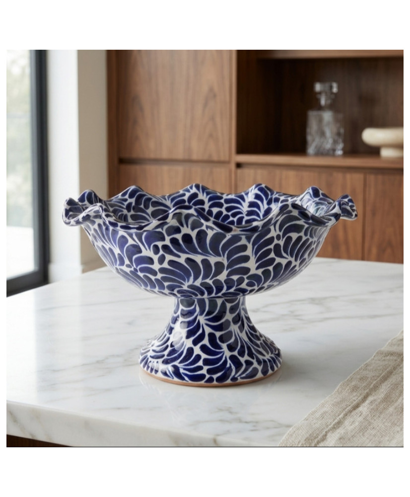 Frutero con Base de Talavera Azul | Frutero Artesanal Mexicano