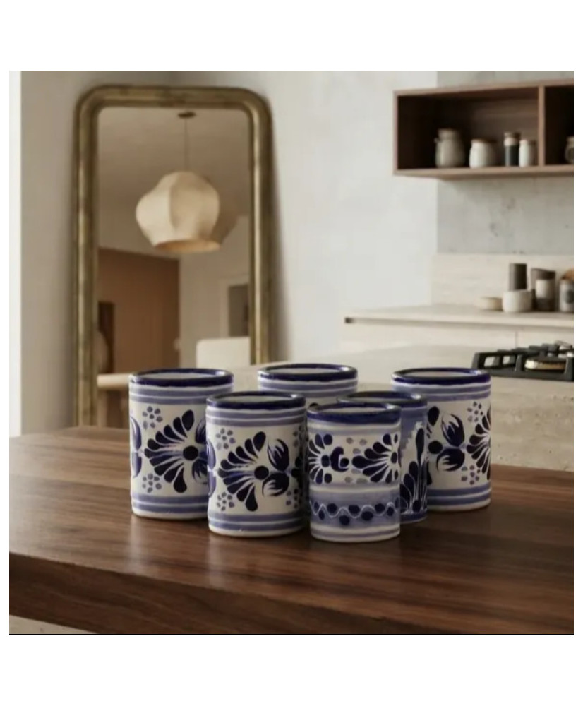 Set de 6 Vasos Tequileros de Talavera Artesanal | Casa Stone