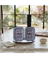Platón Octagonal de Talavera Azul | Artesanía Mexicana | Casa Stone