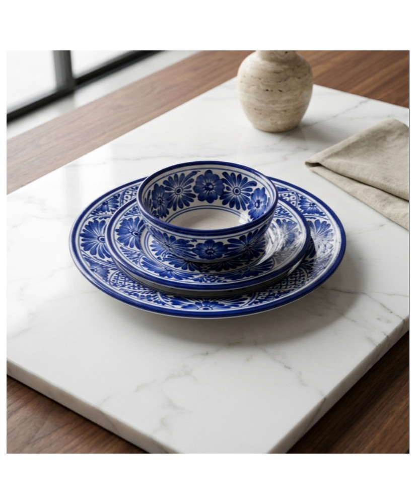 Set de 3 Platos de Talavera Artesanal | Vajilla Mexicana | Casa Stone