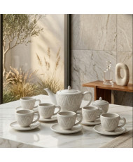 Set de Té de Talavera Beige | Vajilla Artesanal Mexicana | Casa Stone