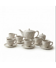 Set de Té de Talavera Beige Artesanal | Vajilla Mexicana | Casa Stone