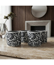 Set de 4 Tequileros de Talavera Negro y Blanco | Casa Stone