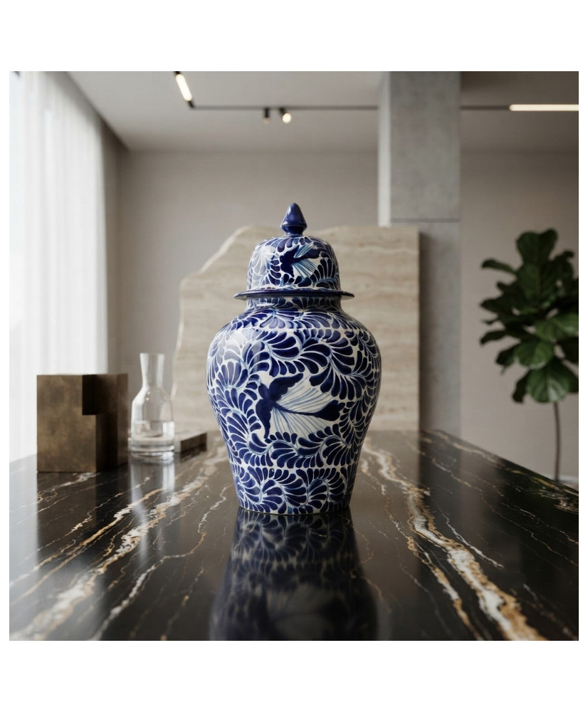 Tibor Artesanal de Talavera 30 cm | Decoración Mexicana | Casa Stone