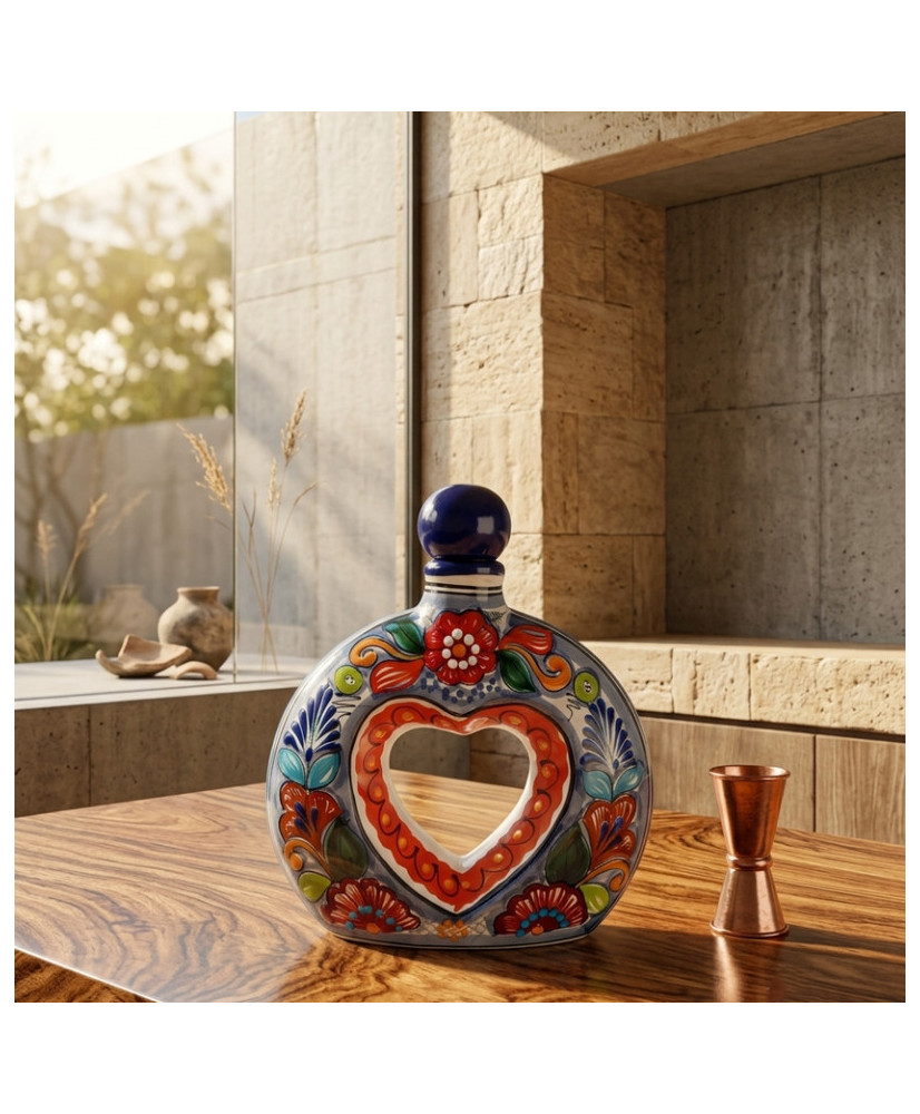 Licorera Corazón de Talavera 600 ml | Artesanía Mexicana | Casa Stone