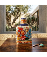 Licorera Cuadrada Multicolor de Talavera | Artesanía Mexicana | Casa Stone