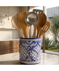 Porta Utensilios de Talavera Artesanal | Accesorio para Cocina | Casa Stone