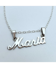 Collar de plata con nombre personalizado, cadena y dije plata .925, joyería artesanal de Taxco