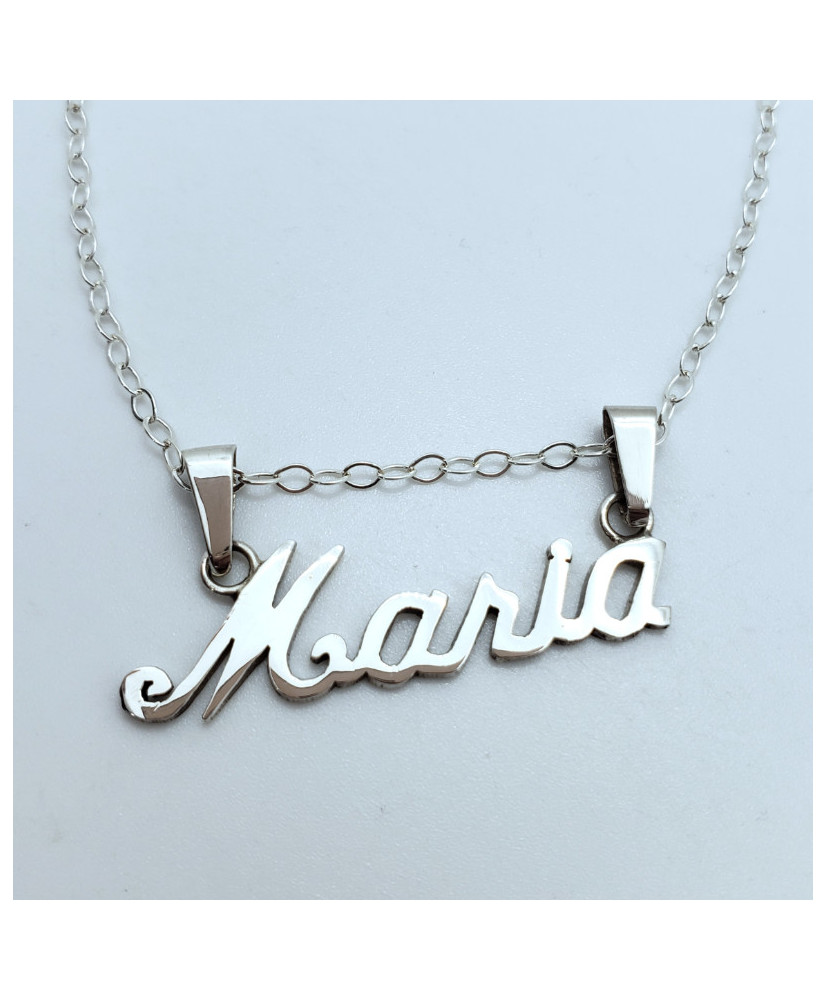 Collar de plata con nombre personalizado, cadena y dije plata .925, joyería artesanal de Taxco