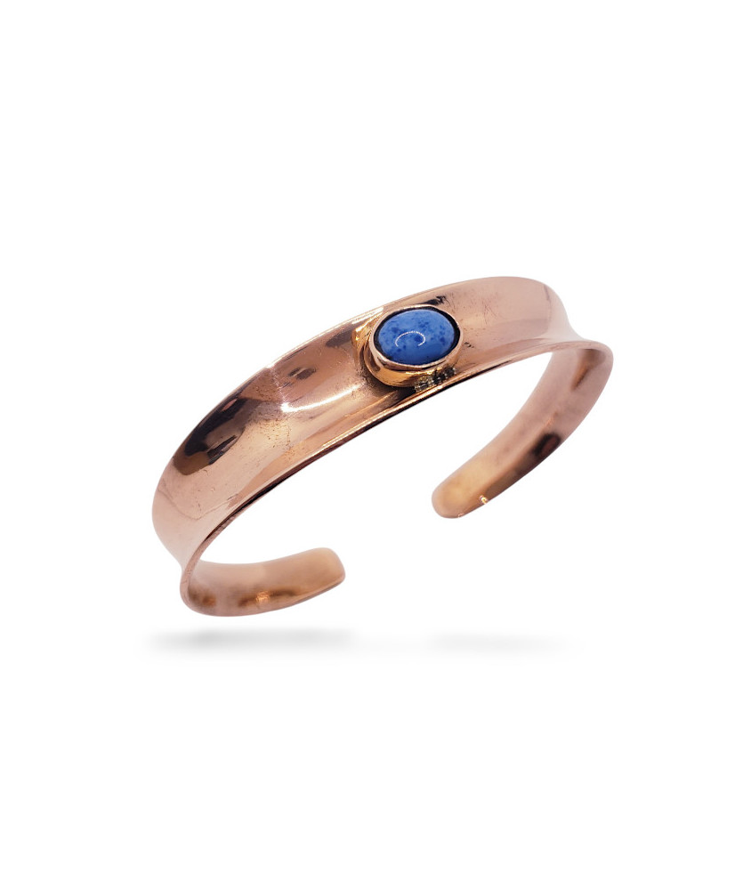Brazalete de cobre puro con turquesa azul