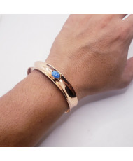 Brazalete de cobre puro con turquesa azul