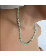 Collar y pulsera hecho a mano piedras azuladas.