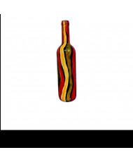 Botella Decorativa Pintada a Mano - Arte Abstracto Ondas Multicolor.